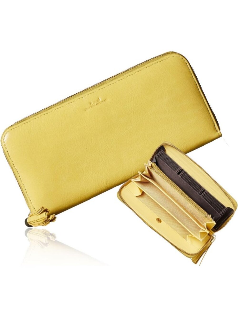 Elegant Leather Long Wallet - Vertical Card Case, Cowhide, Gift Box, Pondu